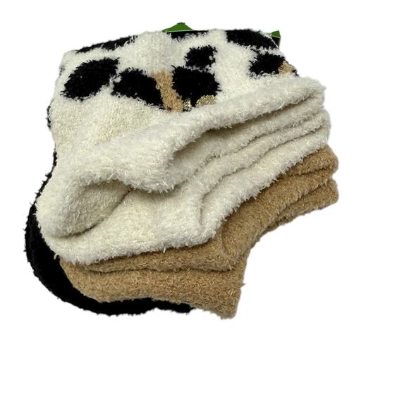 NWT Kate Spade Cozy Low-Cut Socks 3-Pack Leopard Print Cream Neutral Giftable - Picture 3 of 8